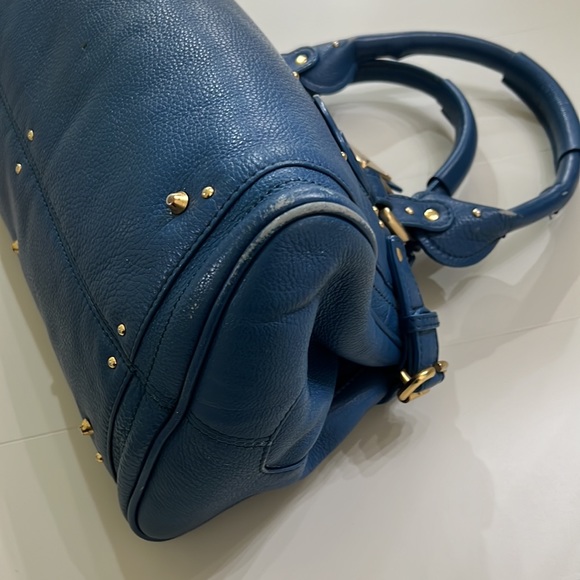 CHLOE BLUE LEATHER SATCHEL TOTE BAG - Picture 11 of 17